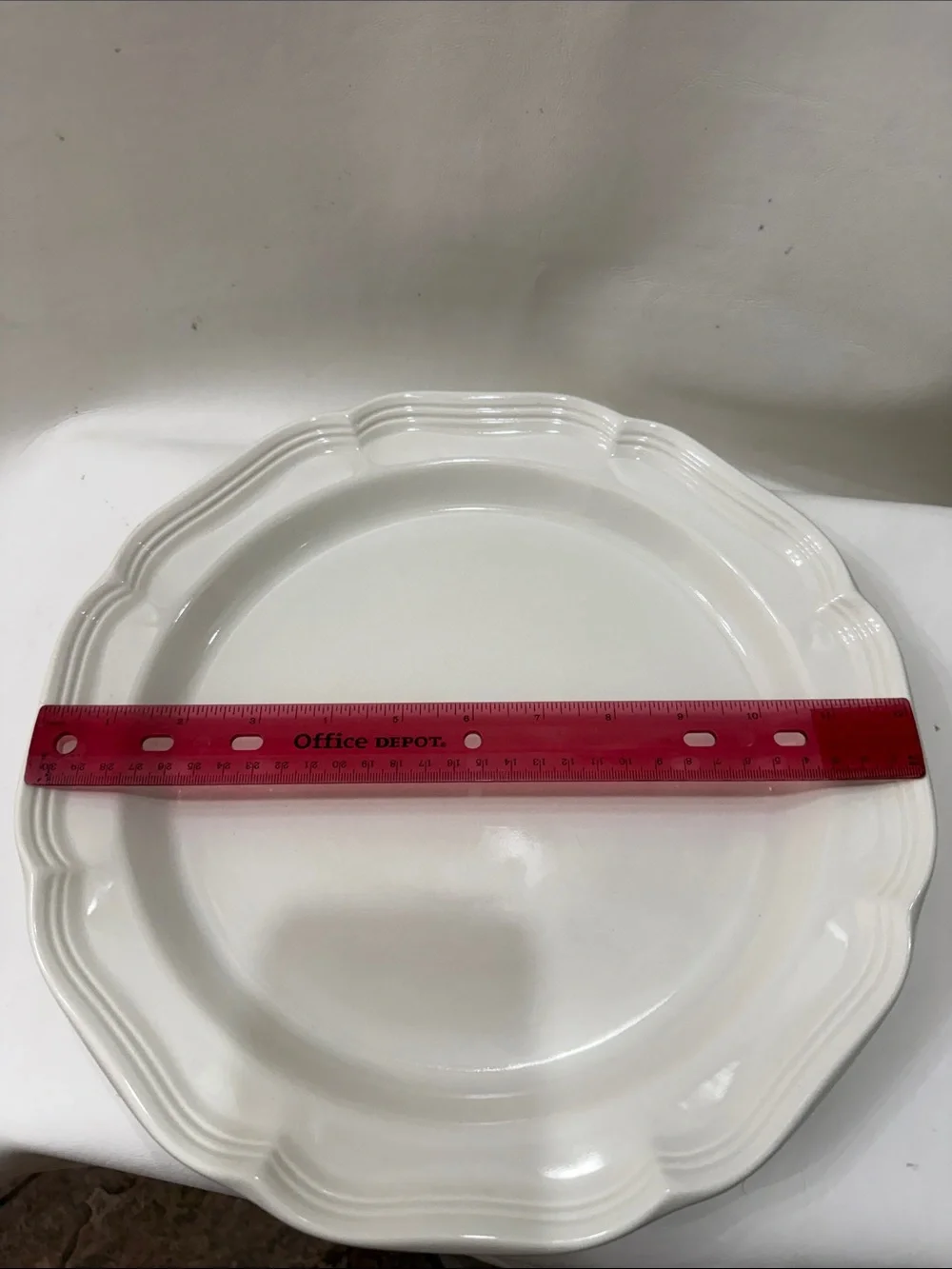 Mikasa French Countryside Ivory Scalloped Ceramic Dinner 12 In Serving Platter